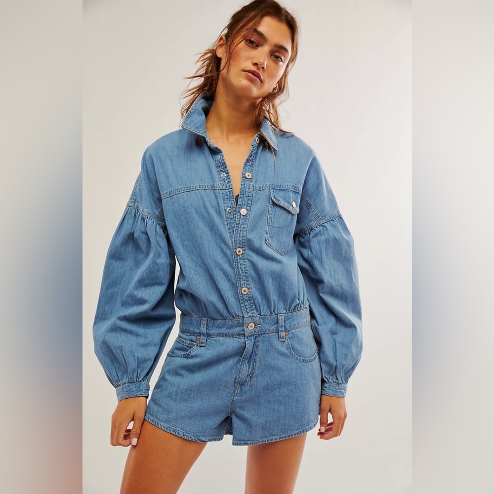 FREE PEOPLE Chambray ZODIAC One-Piece Romper NWT